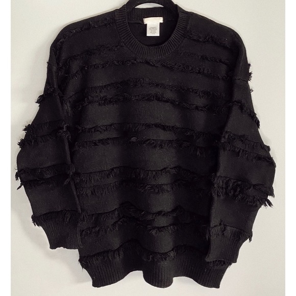 Black Fringe Trim Knit Sweater - Picture 3 of 3
